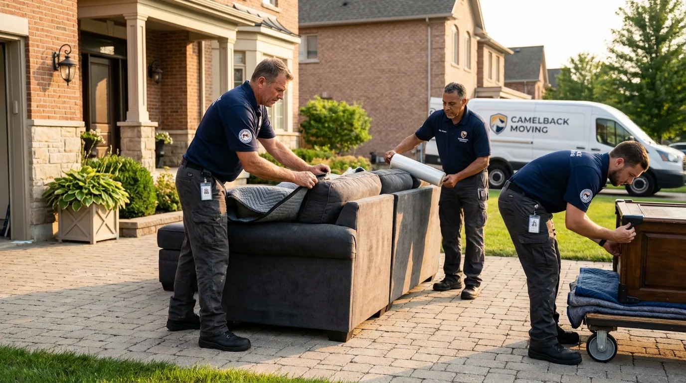 Large estate moving crew wrapping furniture in Ardmore, OK